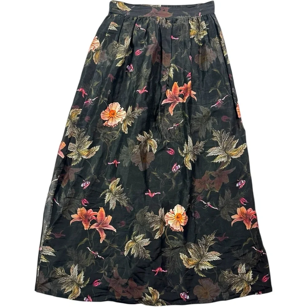 ALL SAINTS Asta Viviana Linen & Silk Midi Skirt Size 2